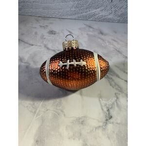 FOOTBALL MERCURY GLASS BLOWN CHRISTMAS ORNAMENT VINTAGE WINTER SPORT BALL